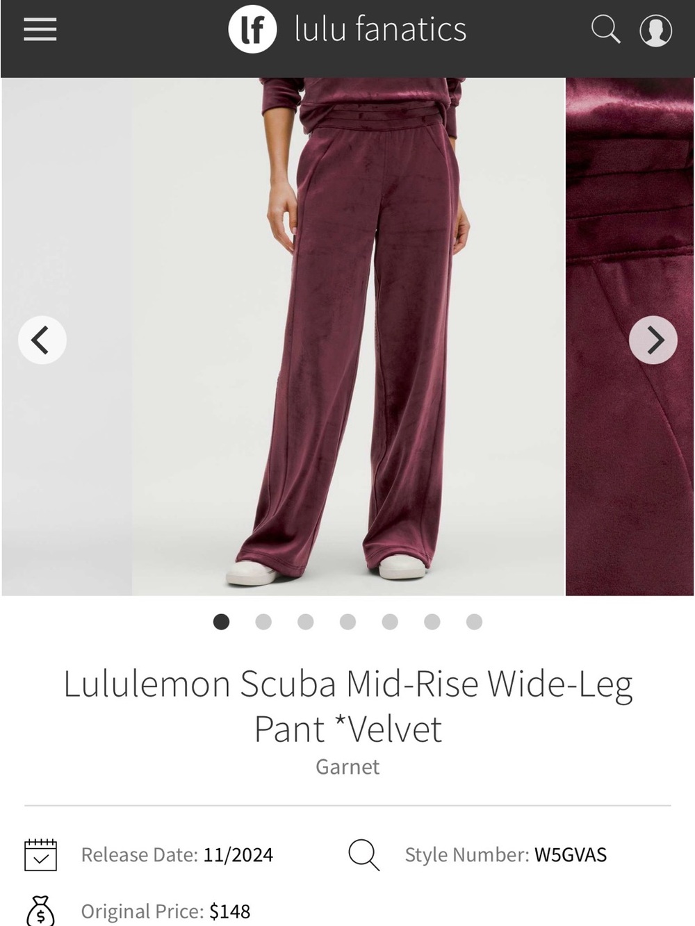 lululemon athletica Velvet Wide-Leg Pants - Garnet